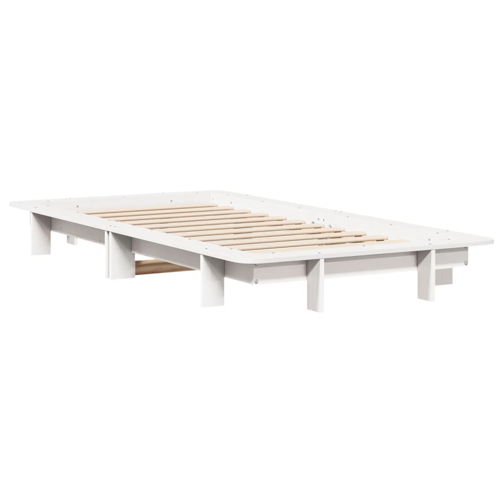 sengeramme uden madras 90x200 cm massivt fyrretræ hvid