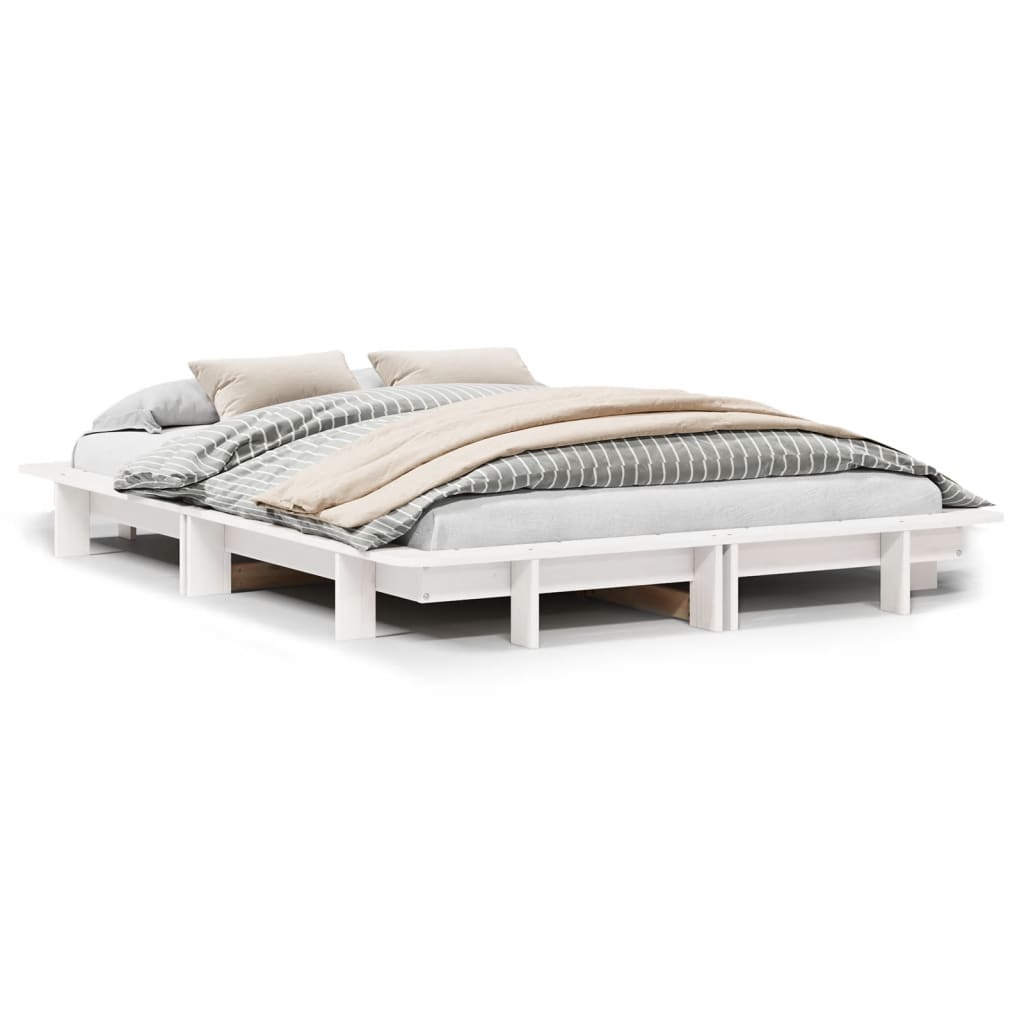 sengeramme uden madras 120x190 cm massivt fyrretræ hvid