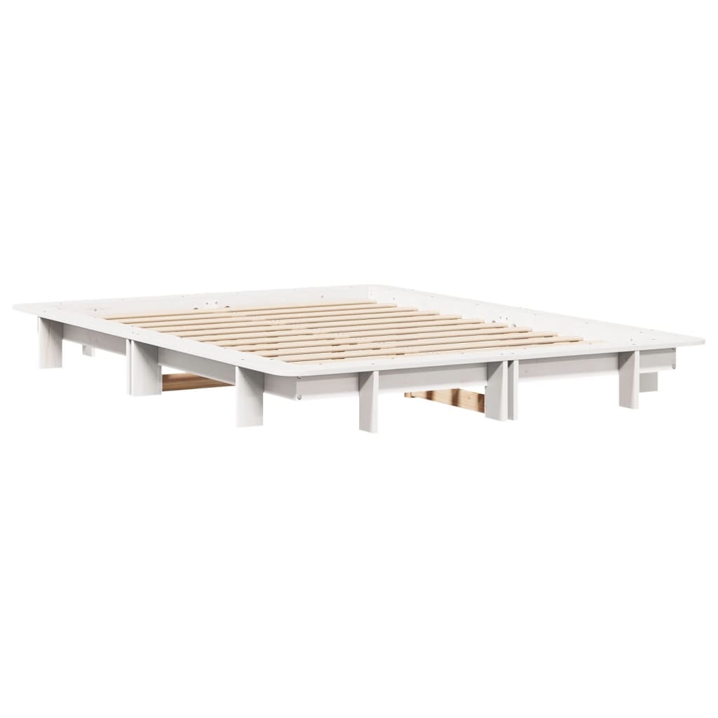 sengeramme uden madras 120x190 cm massivt fyrretræ hvid