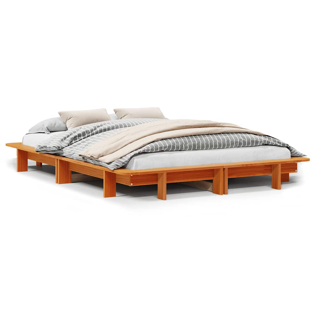 sengeramme uden madras 120x190 cm massivt fyrretræ gyldenbrun