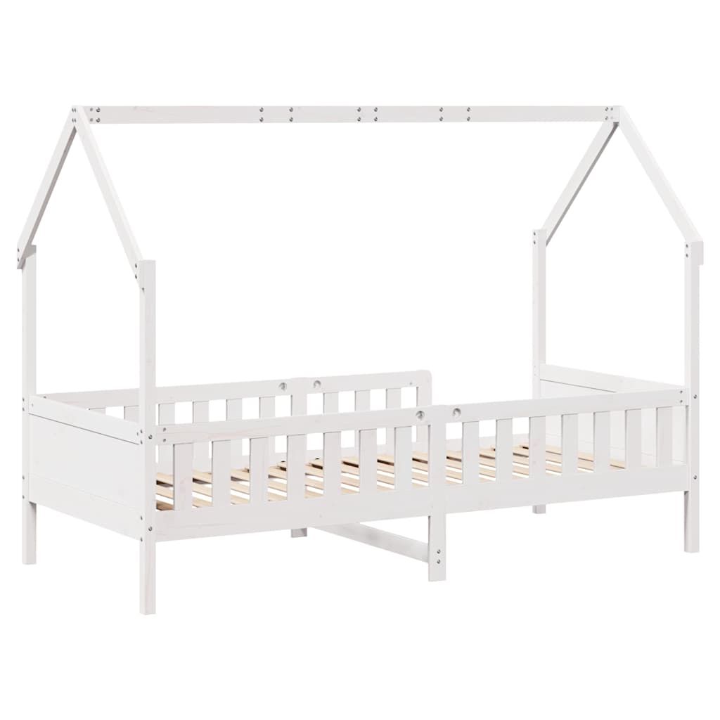 sengeramme til husseng 90x200 cm massivt fyrretræ hvid