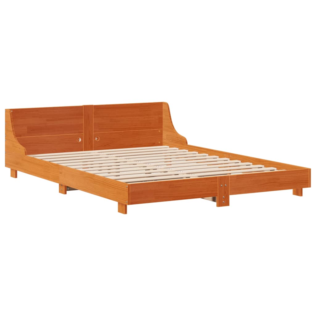 sengeramme uden madras 160x200 cm massivt fyrretræ gyldenbrun