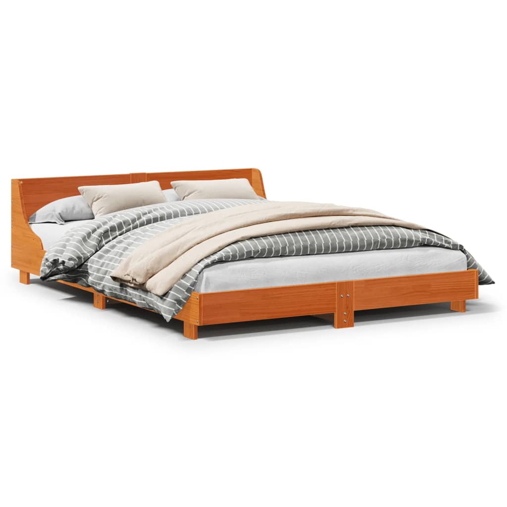 sengeramme uden madras 150x200 cm massivt fyrretræ gyldenbrun