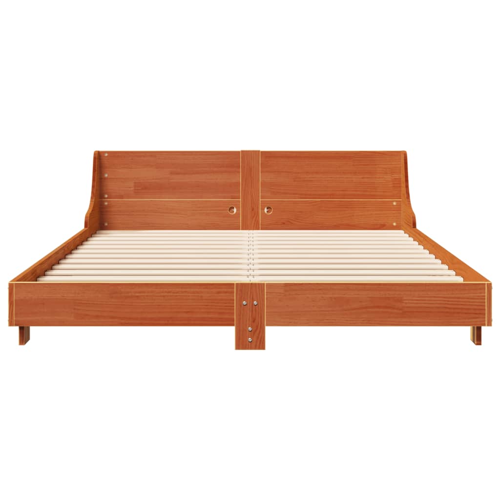 sengeramme uden madras 150x200 cm massivt fyrretræ gyldenbrun
