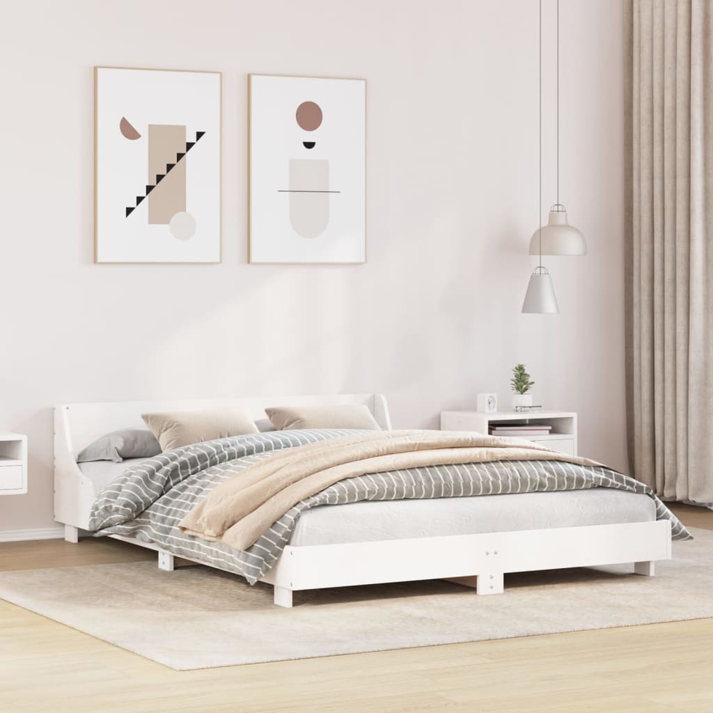 sengeramme uden madras 140x200 cm massivt fyrretræ hvid