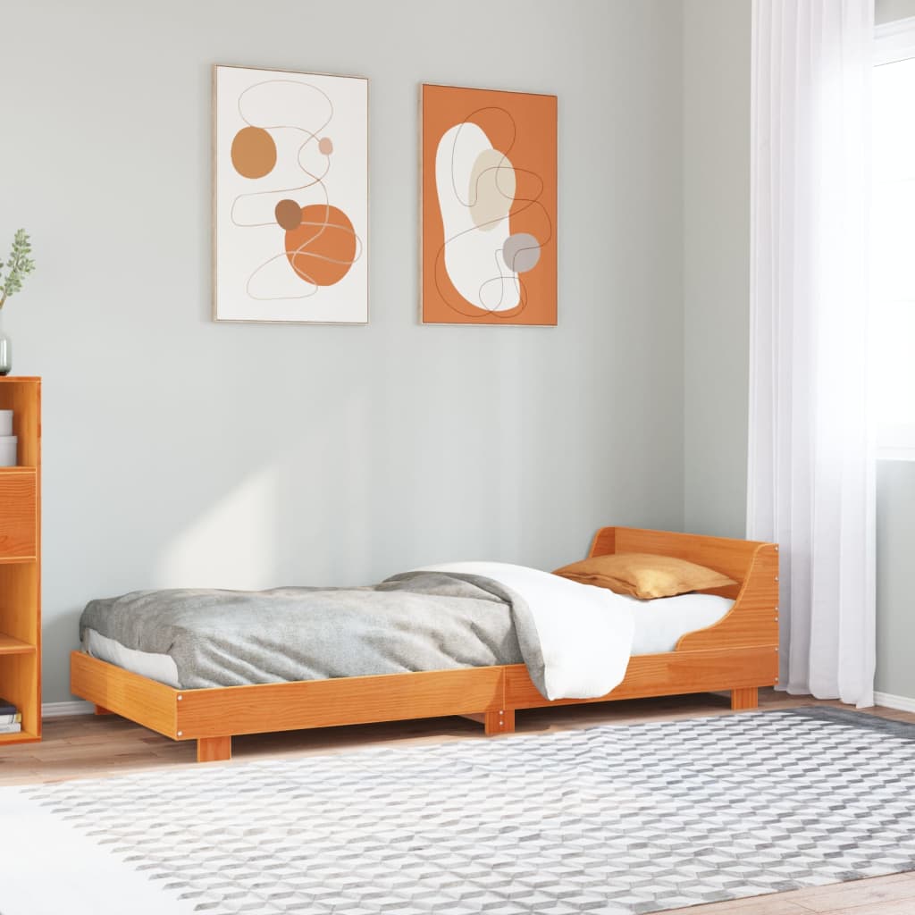 sengeramme uden madras 100x200 cm massivt fyrretræ gyldenbrun