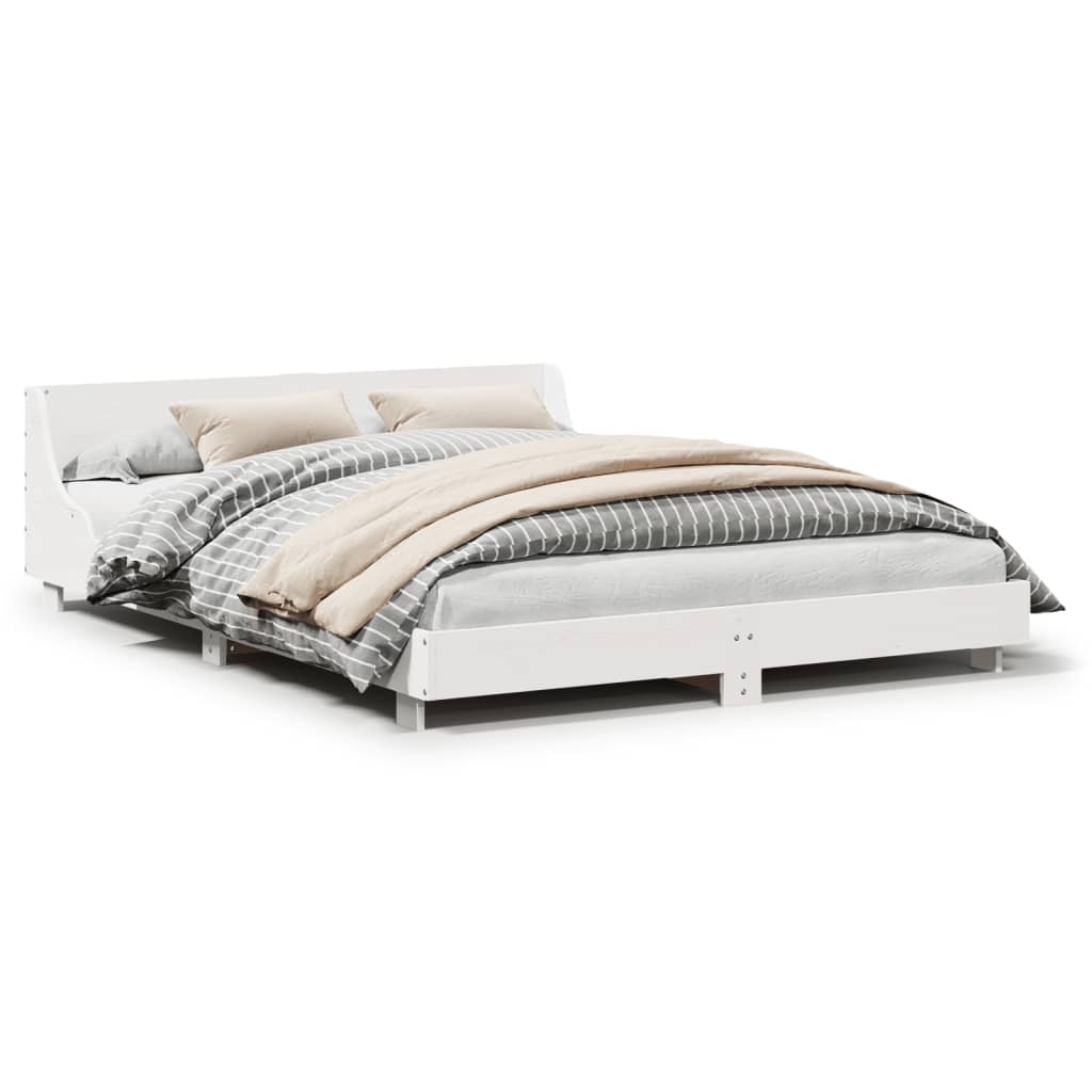 sengeramme uden madras 140x190 cm massivt fyrretræ hvid