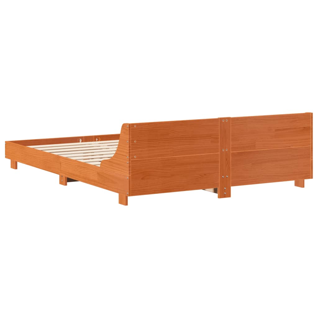 sengeramme uden madras 140x190 cm massivt fyrretræ gyldenbrun