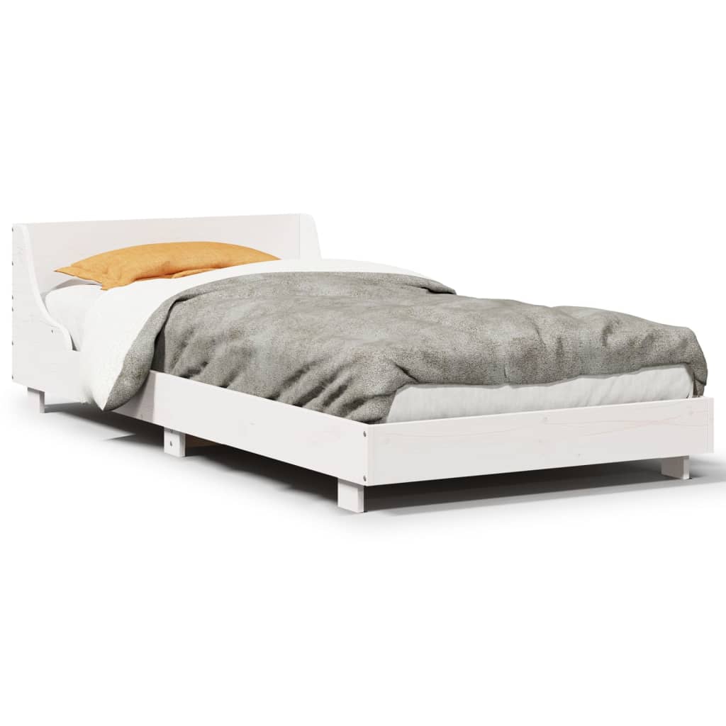 sengeramme uden madras 75x190 cm massivt fyrretræ hvid