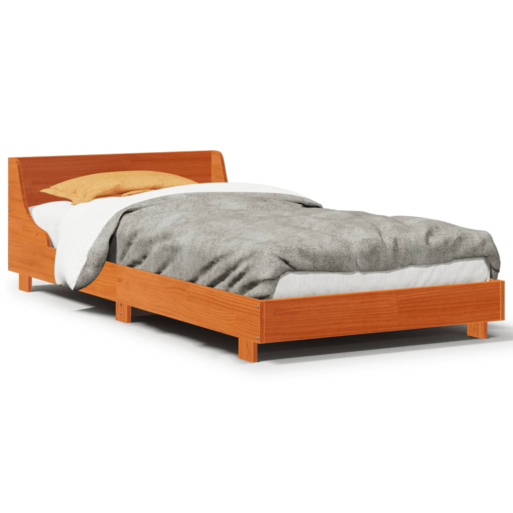 sengeramme uden madras 75x190 cm massivt fyrretræ gyldenbrun
