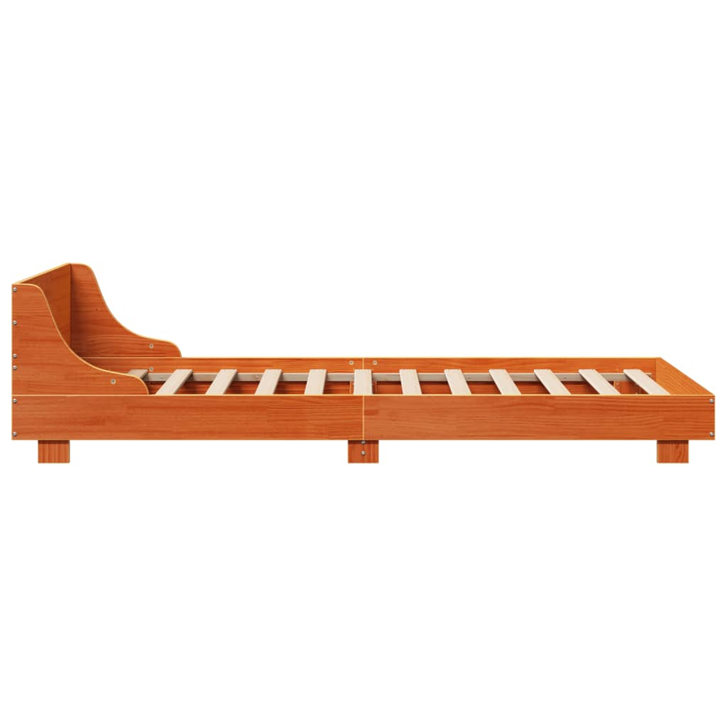 sengeramme uden madras 75x190 cm massivt fyrretræ gyldenbrun