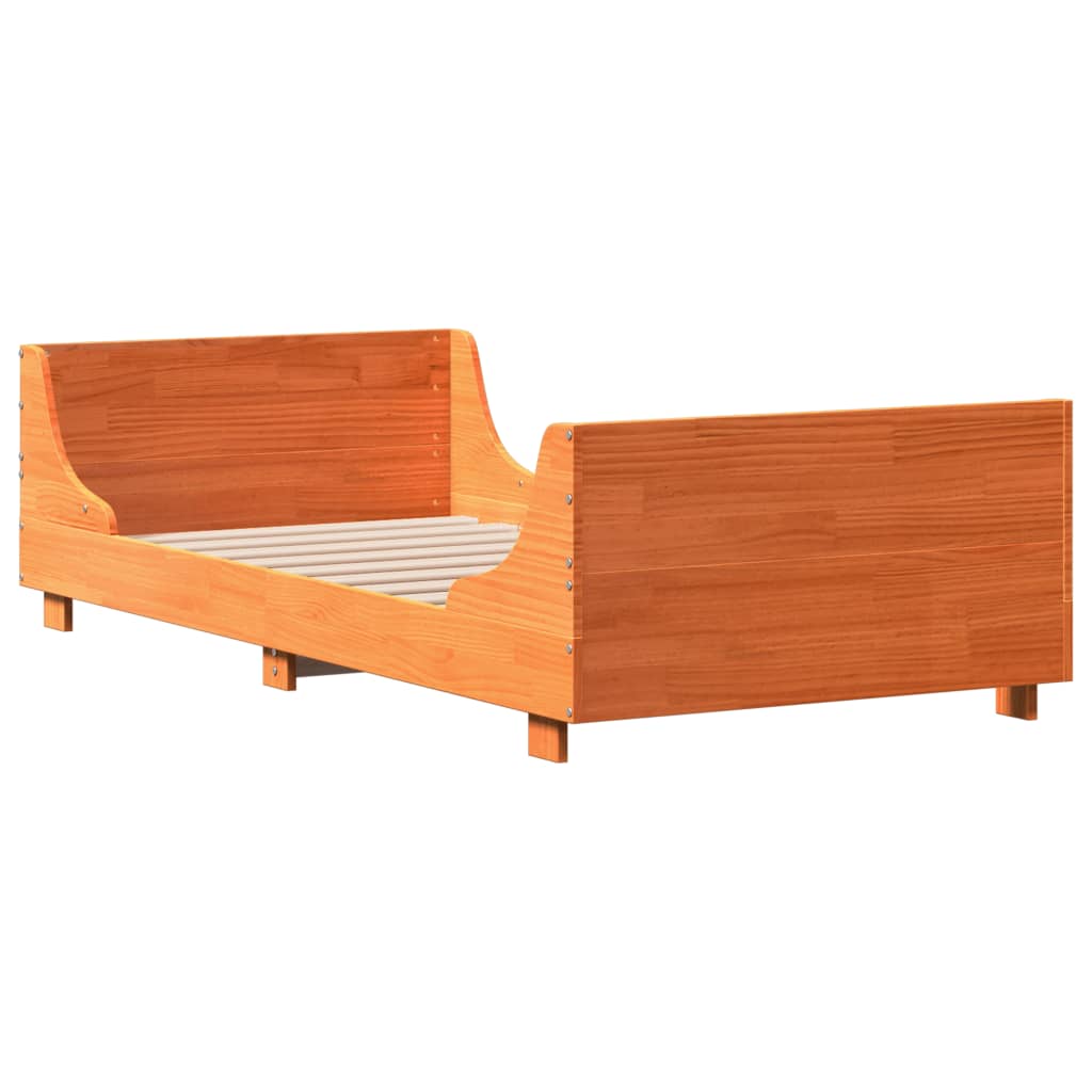 sengeramme uden madras 100x200 cm massivt fyrretræ gyldenbrun