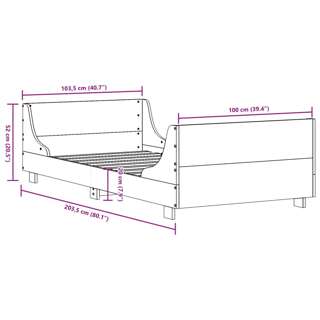 sengeramme uden madras 100x200 cm massivt fyrretræ gyldenbrun