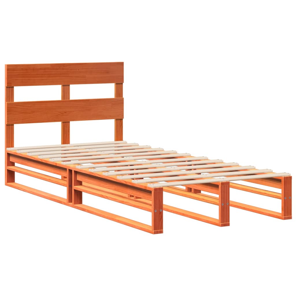 sengeramme uden madras 90x200 cm massivt fyrretræ gyldenbrun