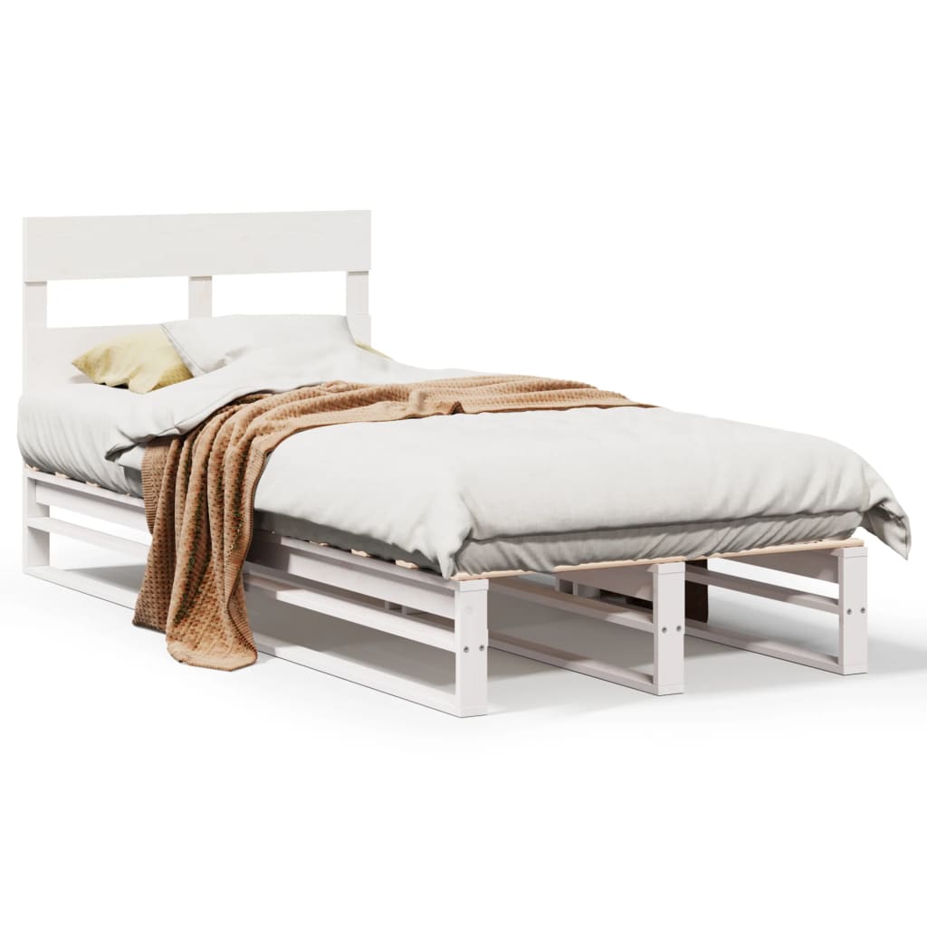 sengeramme uden madras 100x200 cm massivt fyrretræ hvid