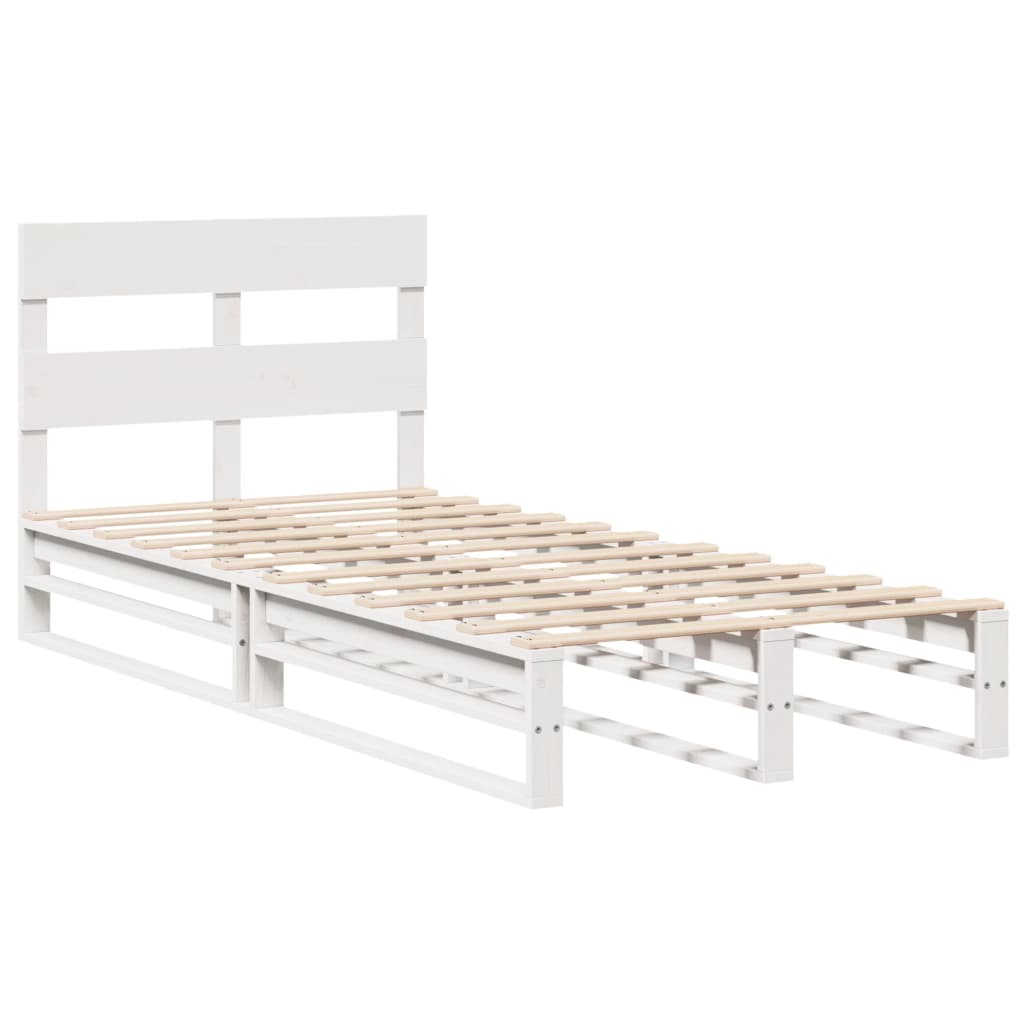 sengeramme uden madras 75x190 cm massivt fyrretræ hvid