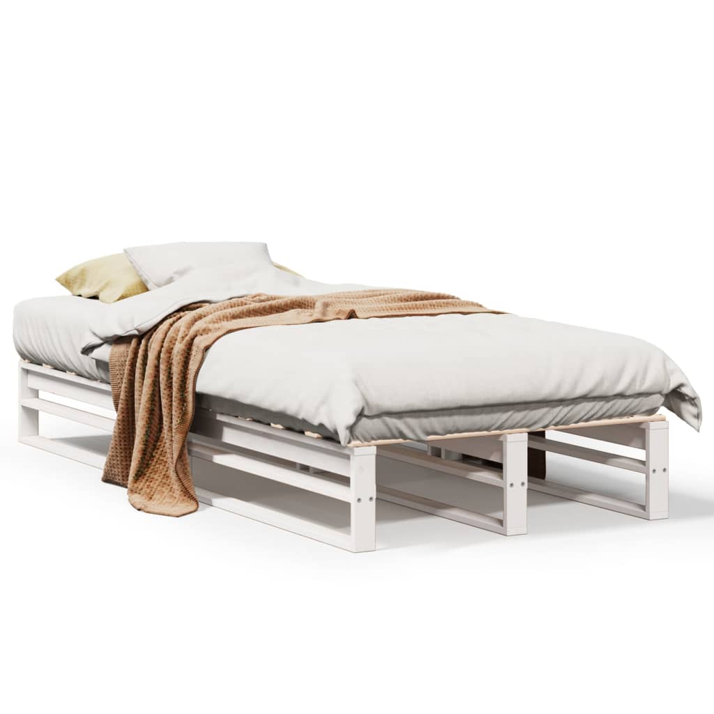 sengeramme uden madras 100x200 cm massivt fyrretræ hvid