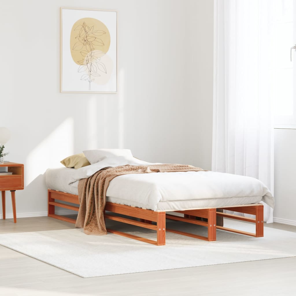 sengeramme uden madras 100x200 cm massivt fyrretræ gyldenbrun