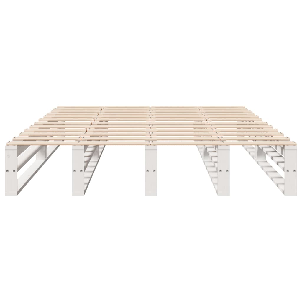 sengeramme uden madras 120x200 cm massivt fyrretræ hvid