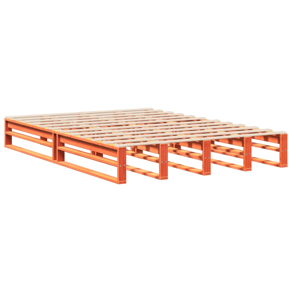 sengeramme uden madras 140x200 cm massivt fyr gyldenbrun