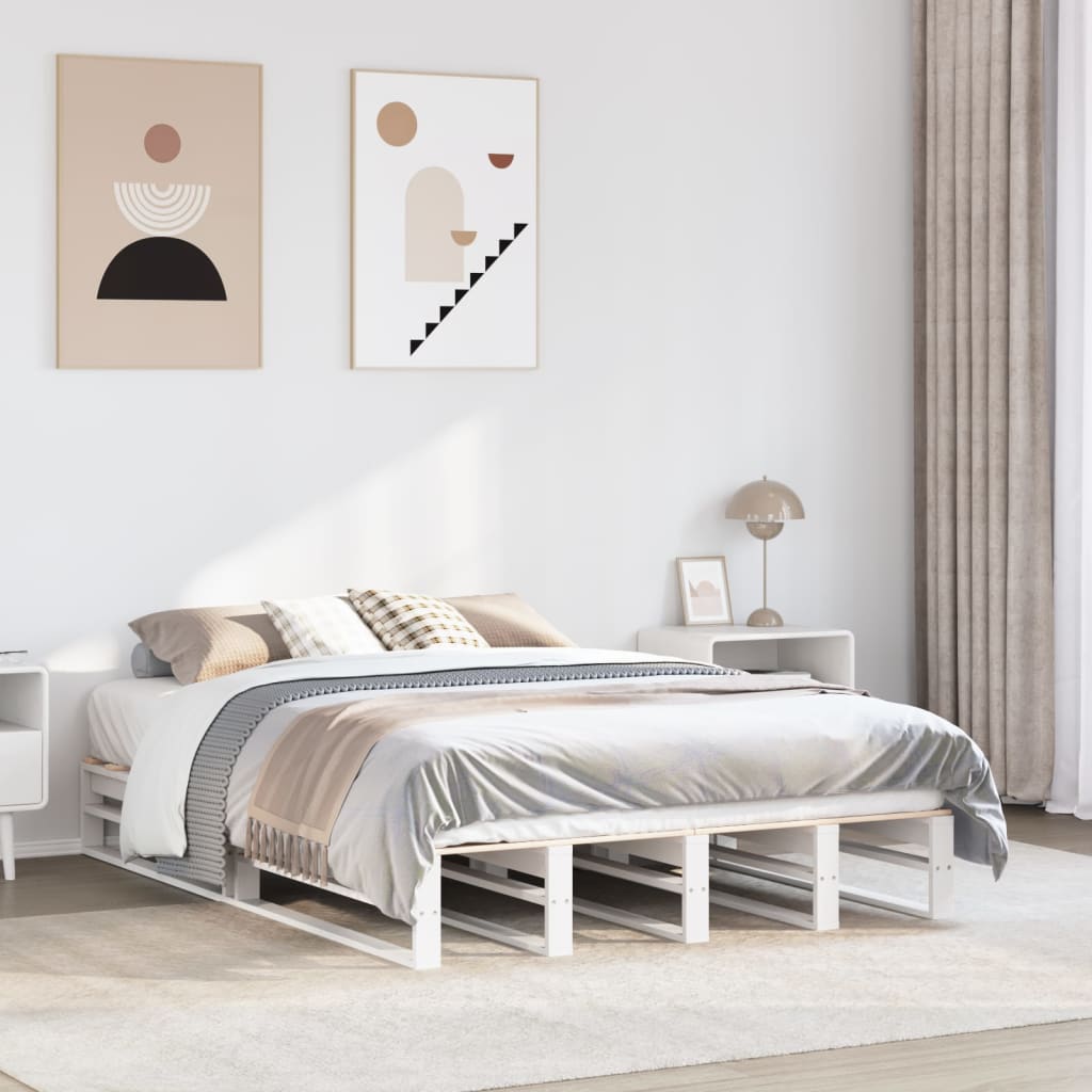 sengeramme uden madras 160x200 cm massivt fyrretræ hvid