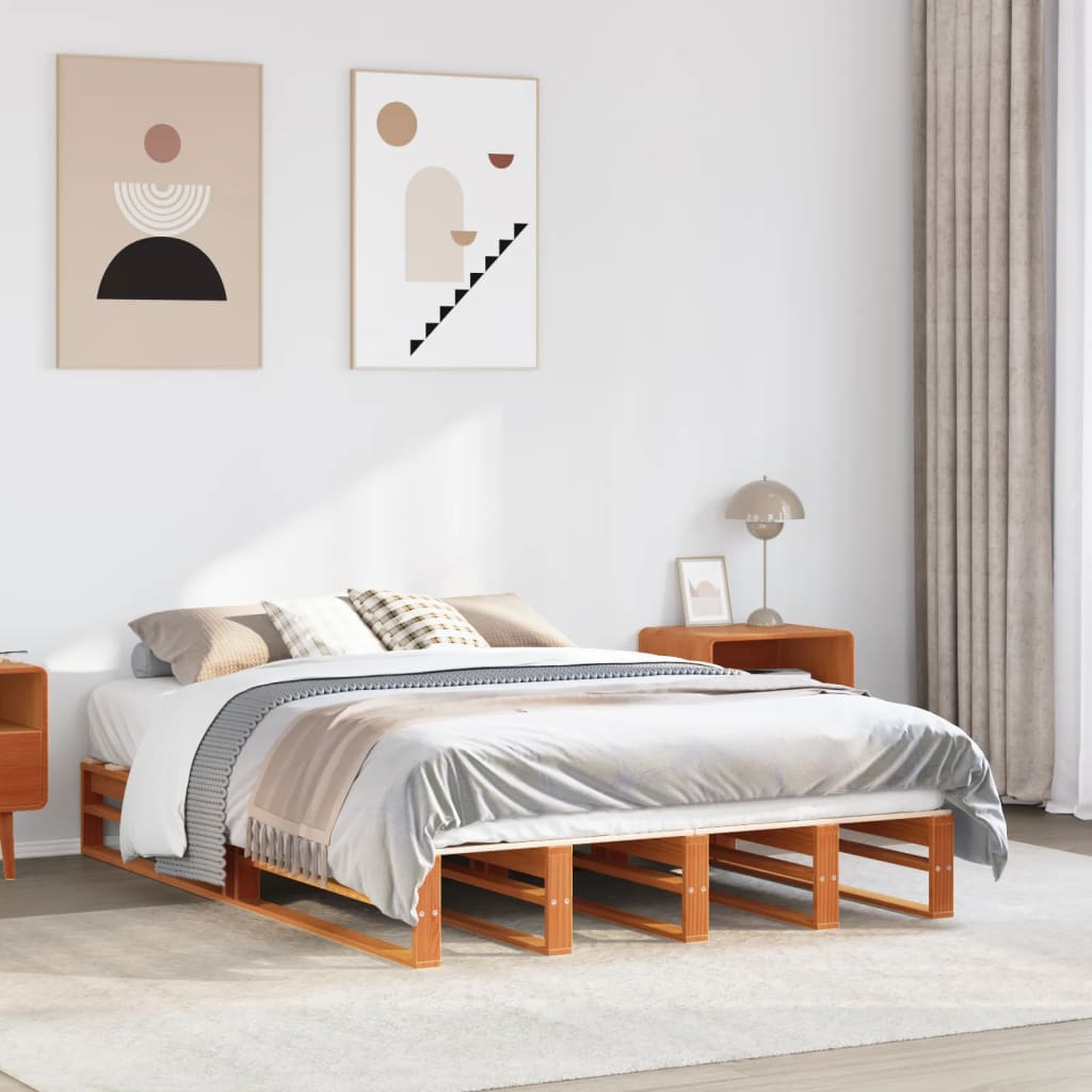 sengeramme uden madras 160x200 cm massivt fyrretræ gyldenbrun