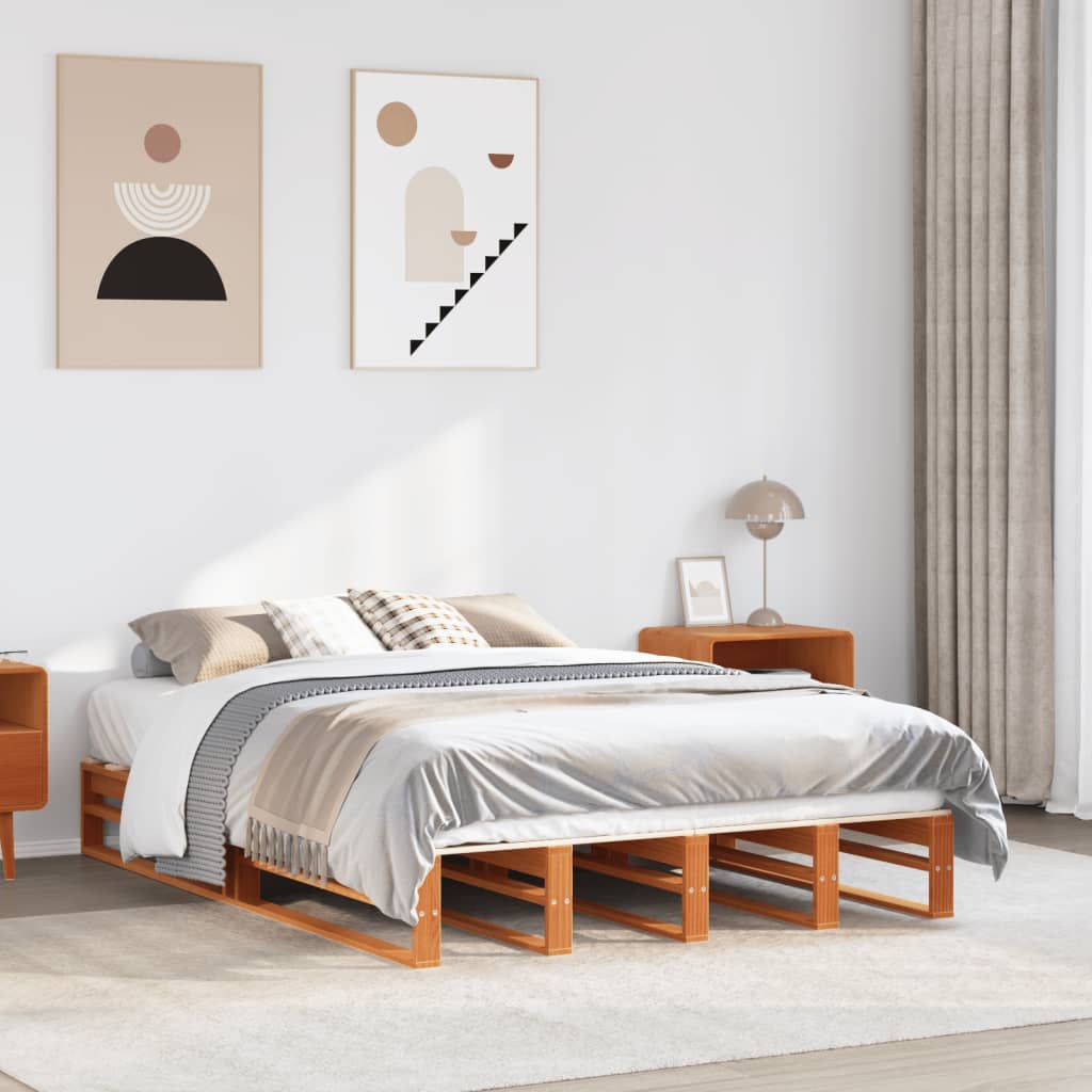 sengeramme uden madras 120x190 cm massivt fyrretræ gyldenbrun