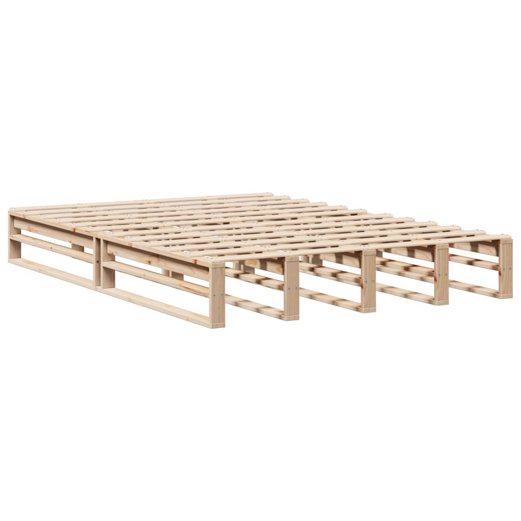 sengeramme uden madras 135x190 cm massivt fyrretræ hvid