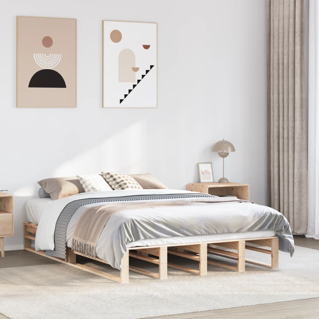 sengeramme uden madras 135x190 cm massivt fyrretræ hvid