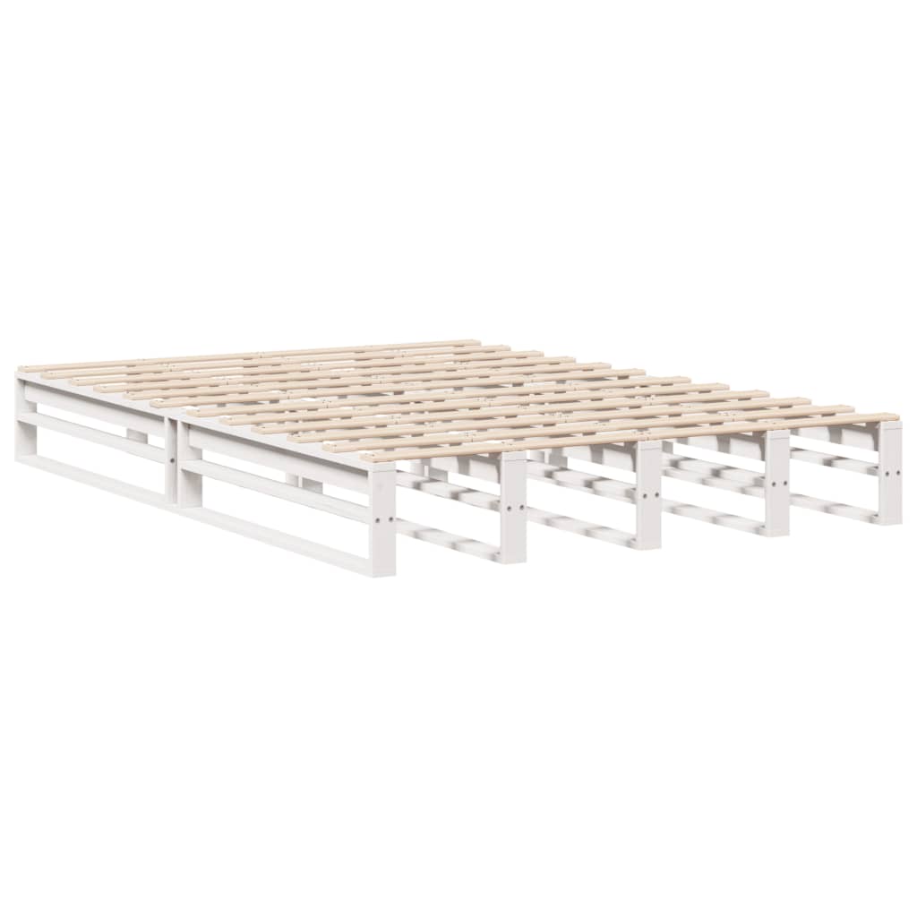 sengeramme uden madras 135x190 cm massivt fyrretræ hvid