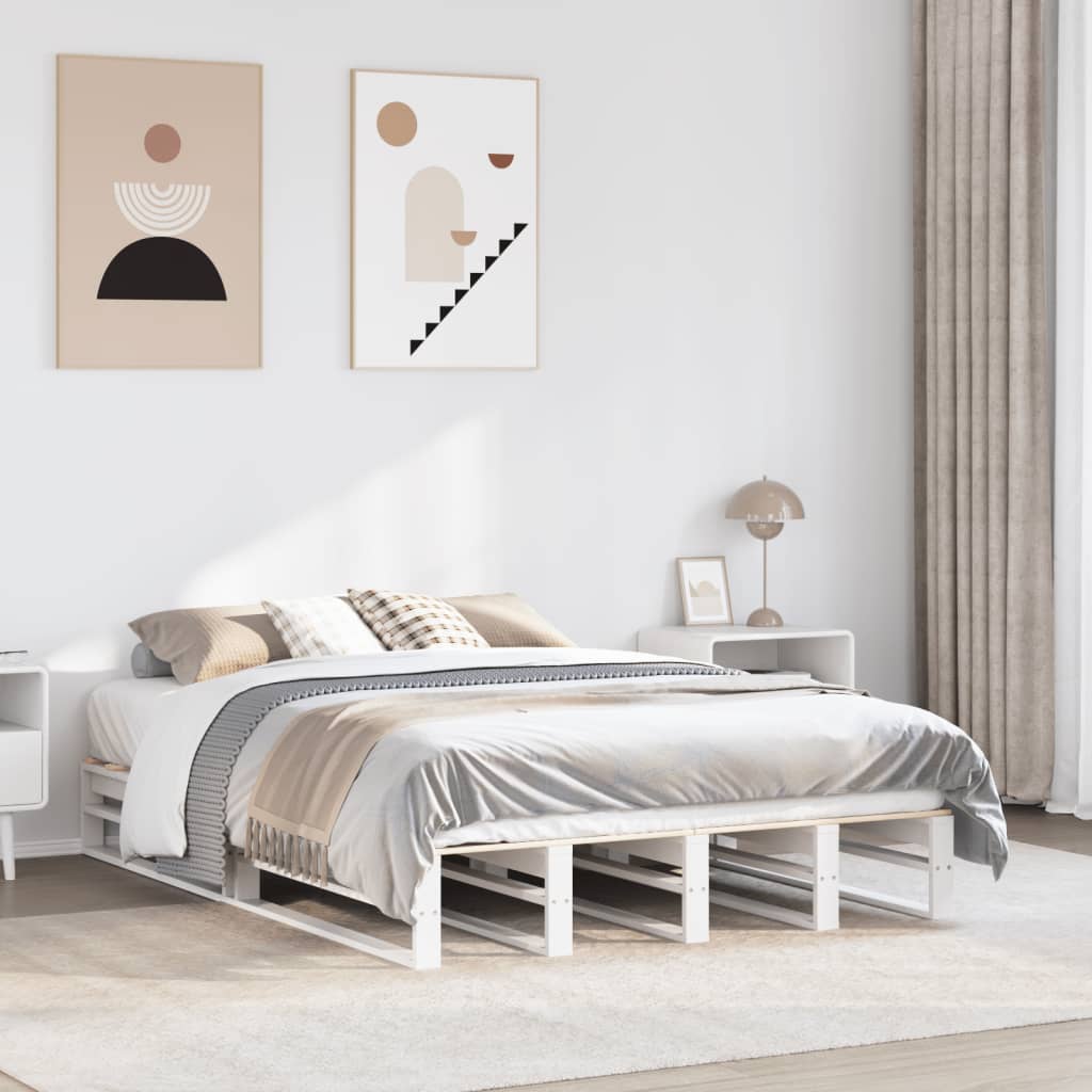 sengeramme uden madras 140x190 cm massivt fyrretræ hvid