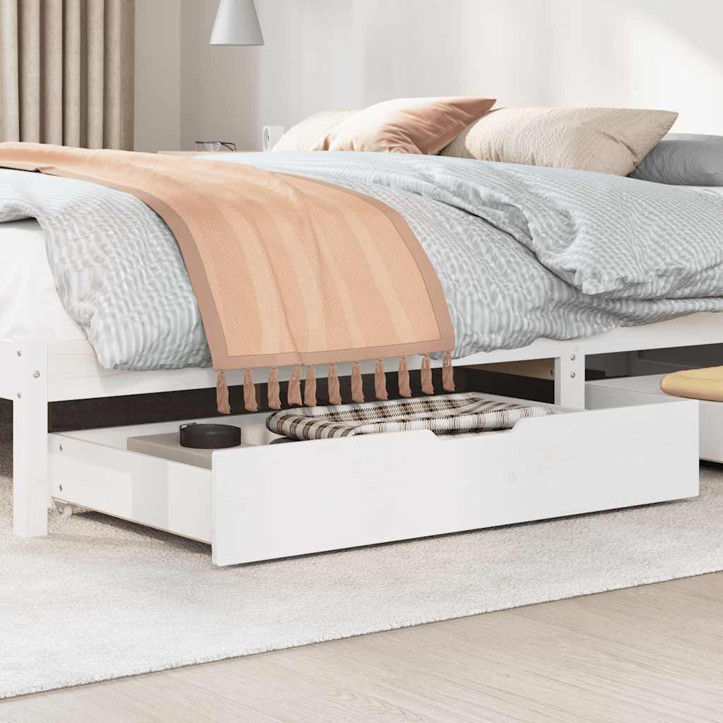 sengeskuffer 2 stk. 95x55x17 cm massivt fyrretræ hvid