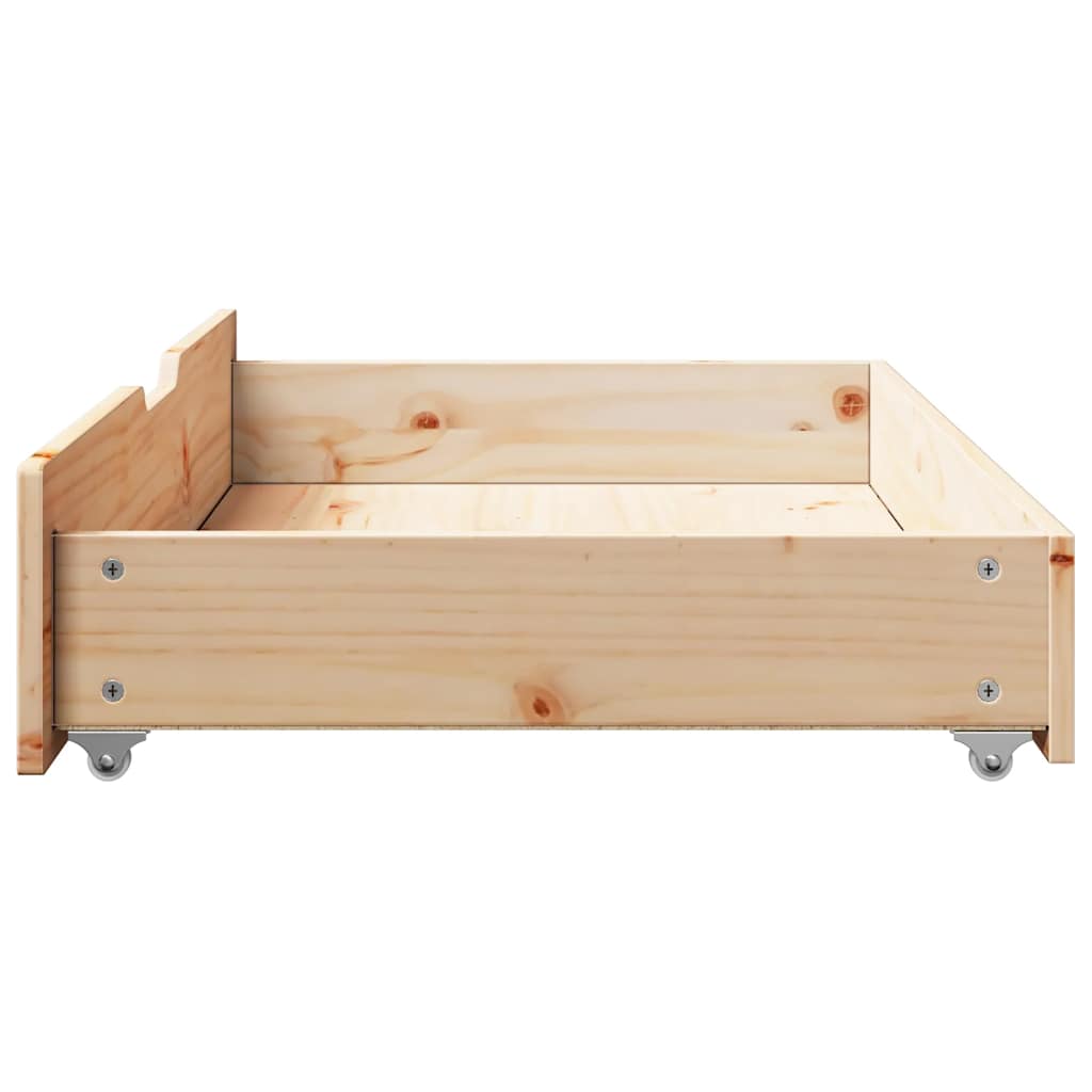 sengeskuffer med hjul 2 stk. 90x55x17 cm massivt fyrretræ