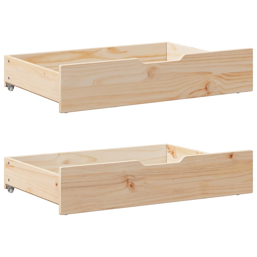 sengeskuffer med hjul 2 stk. 85x55x17 cm massivt fyrretræ