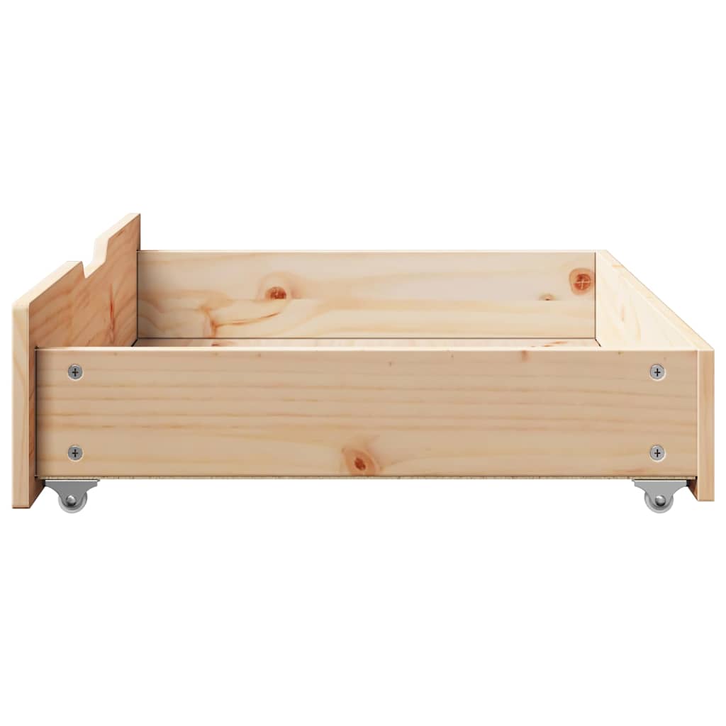 sengeskuffer med hjul 2 stk. 85x55x17 cm massivt fyrretræ
