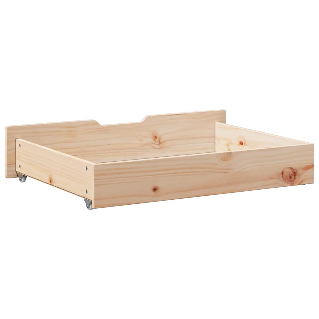 sengeskuffer med hjul 2 stk. 85x55x17 cm massivt fyrretræ