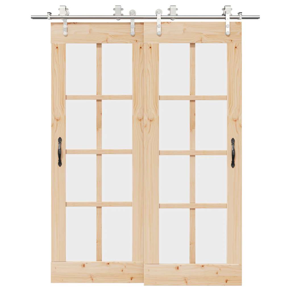 hardwarekit til skydedør 183 cm rustfrit stål sølvfarvet