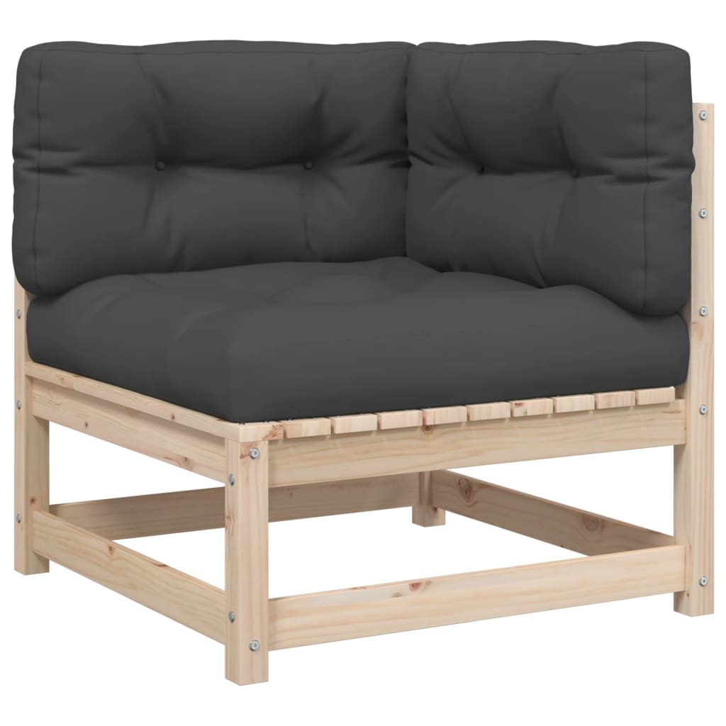 sofasæt til haven 2 dele med hynder massivt fyrretræ