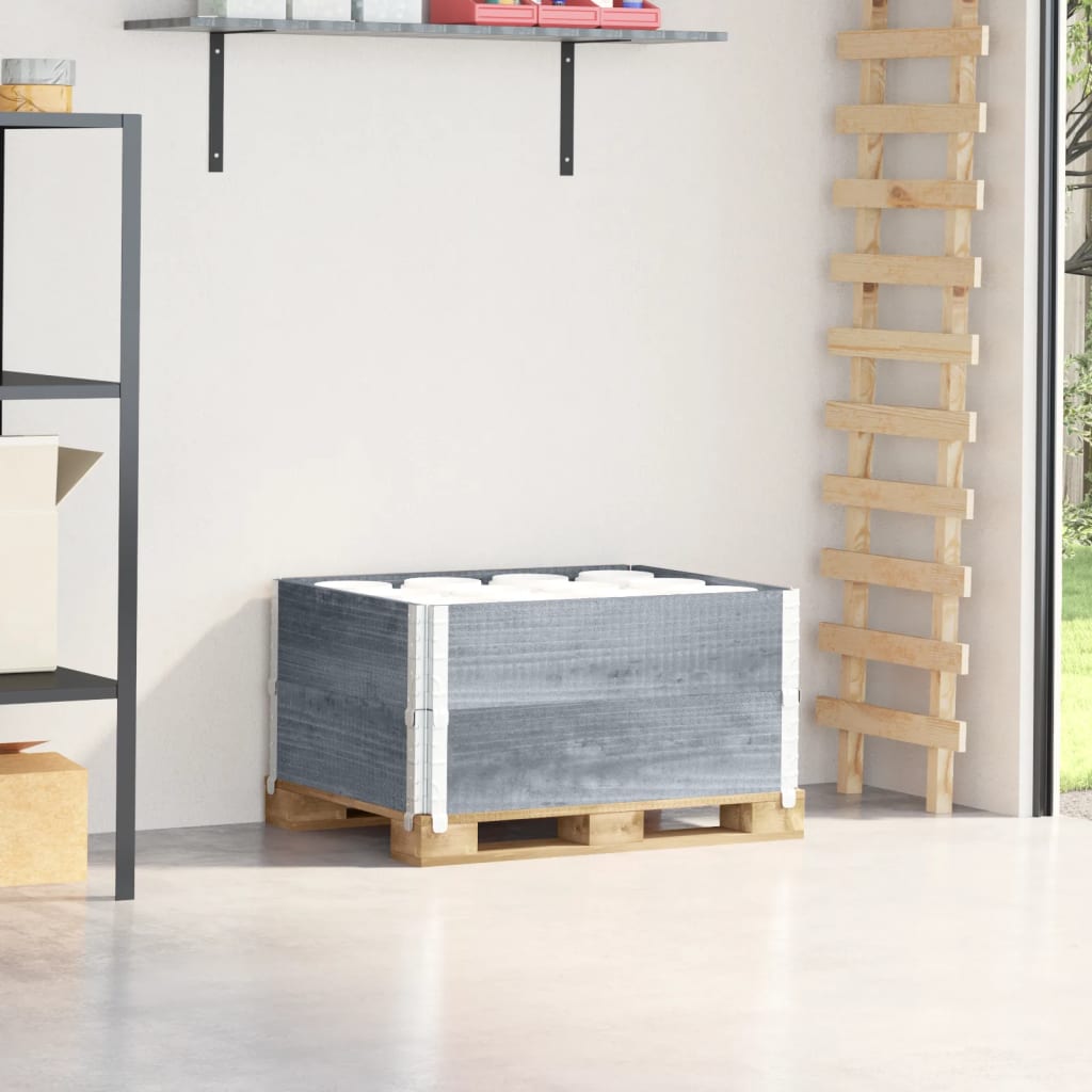 pallerammer 2 stk. 80x60 cm massivt fyrretræ grå billede