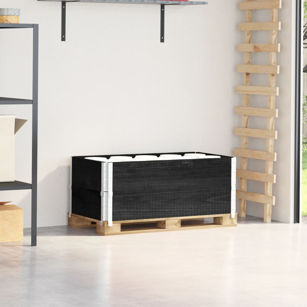 pallerammer 2 stk. 100x50 cm massivt fyrretræ sort billede