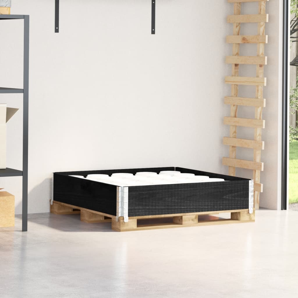 palleramme 100x100 cm massivt fyrretræ sort billede