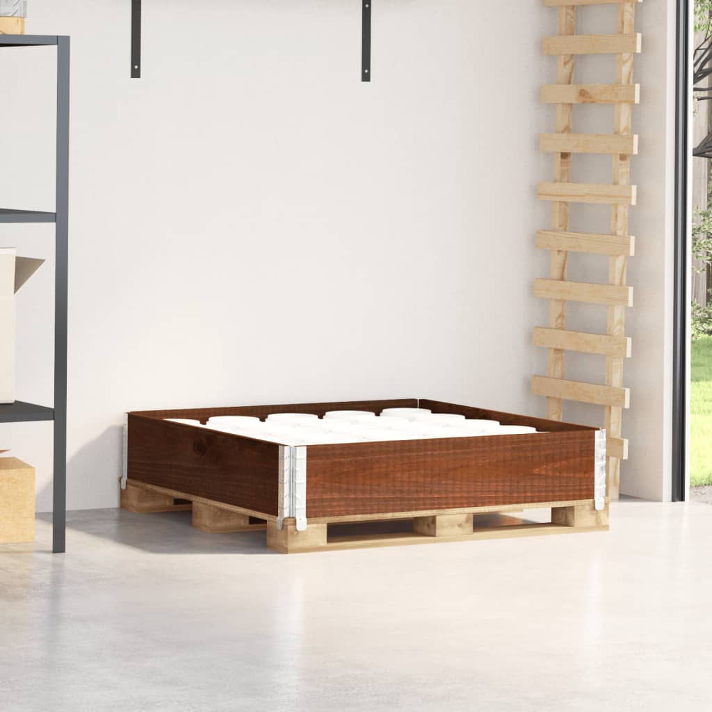 palleramme 100x100 cm massivt fyrretræ brun billede