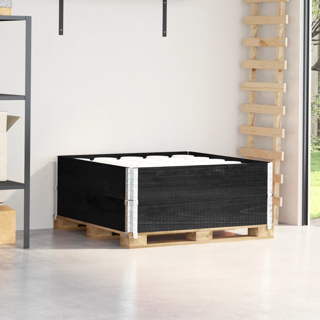 pallerammer 2 stk. 100x100 cm massivt fyrretræ sort billede