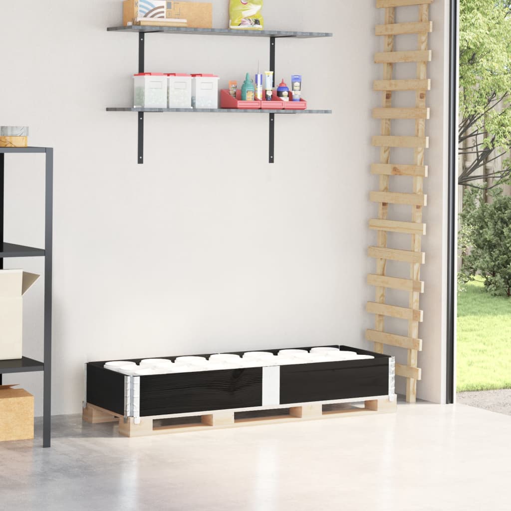 palleramme 150x50 cm massivt fyrretræ sort billede