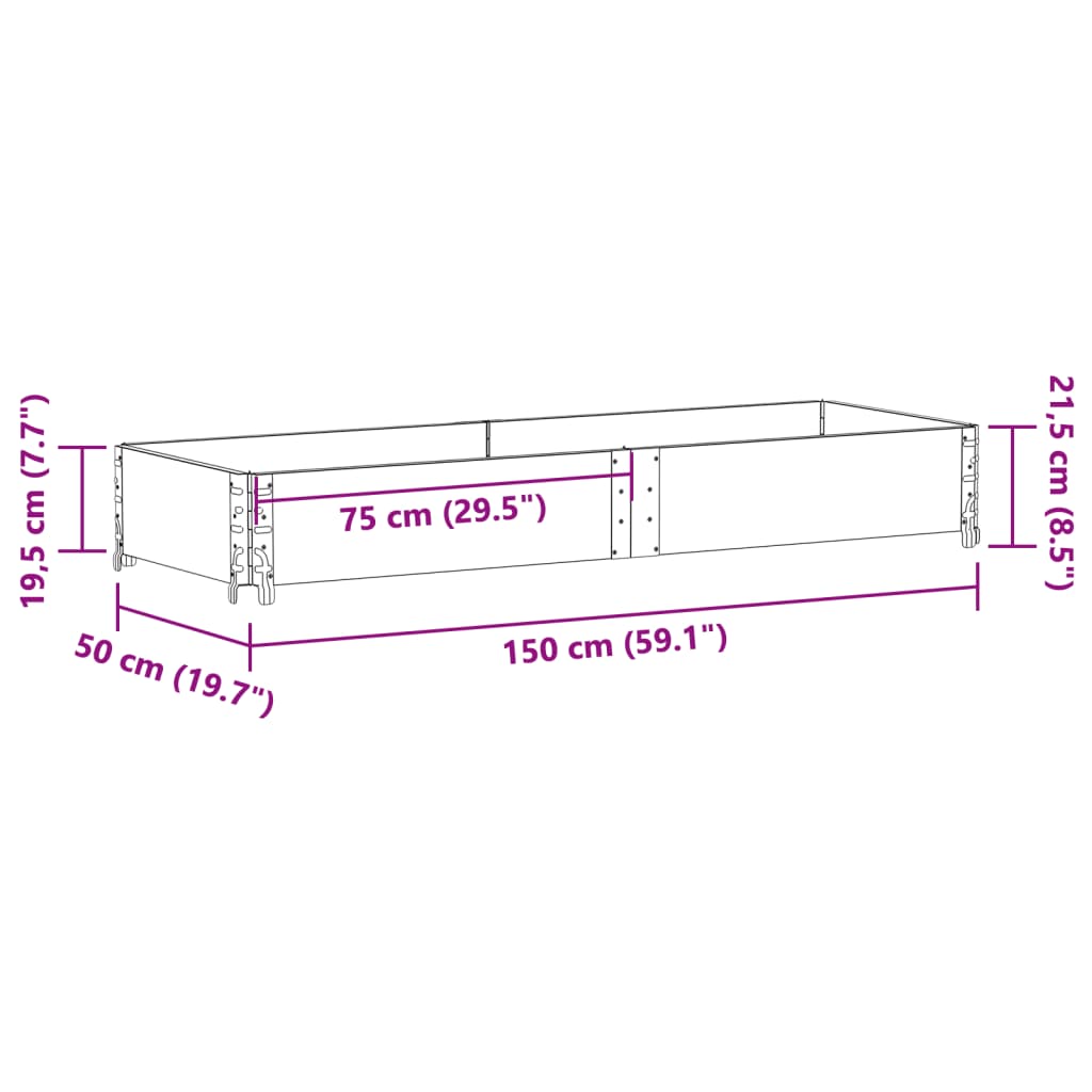 palleramme 150x50 cm massivt fyrretræ grå