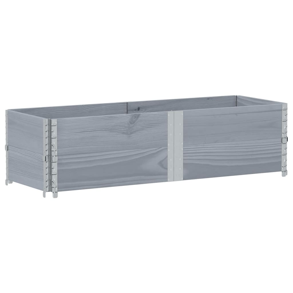 pallerammer 2 stk. 150x50 cm massivt fyrretræ grå