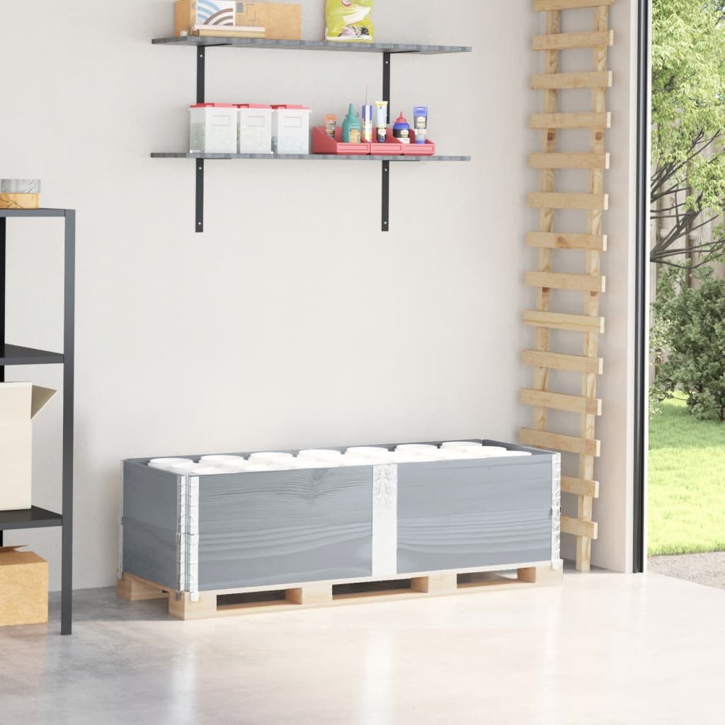 pallerammer 2 stk. 150x50 cm massivt fyrretræ grå billede