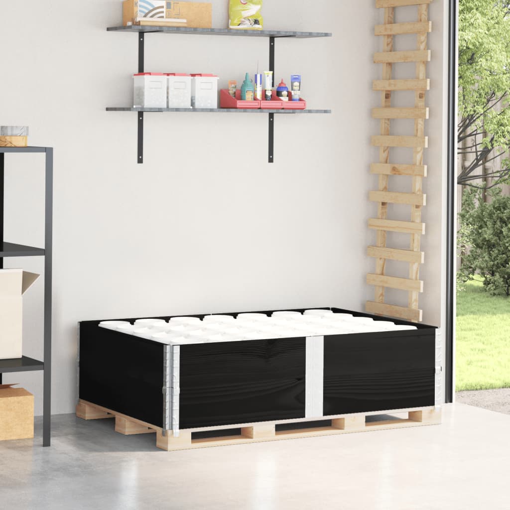 pallerammer 2 stk. 150x100 cm massivt fyrretræ sort billede