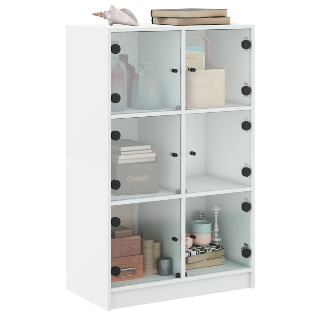 skab med låger 68x37x109 cm konstrueret træ hvid