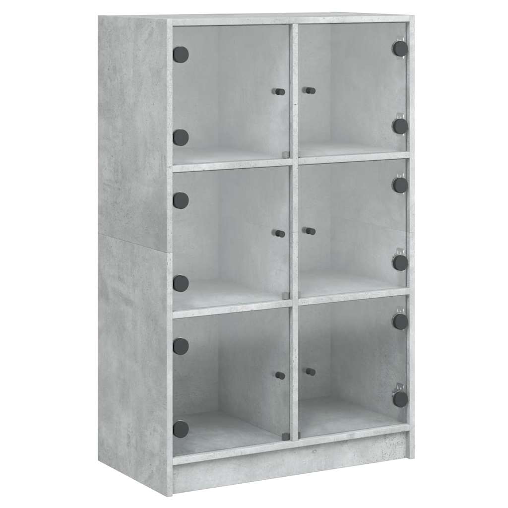 skab med låger 68x37x109 cm konstrueret træ betongrå